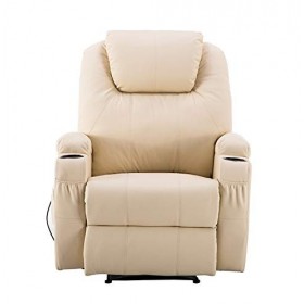 MCombo Fauteuil de massage électrique inclinable et vibrant blanc crème 