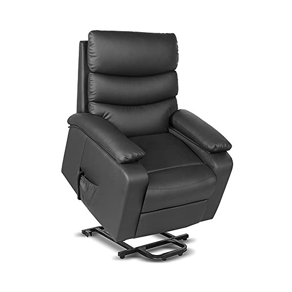 gridinlux | Fauteuil Relax Massage Extra rembourré soulève Personnes Noir | Inclinable | Élévation Automatique avec télécomma