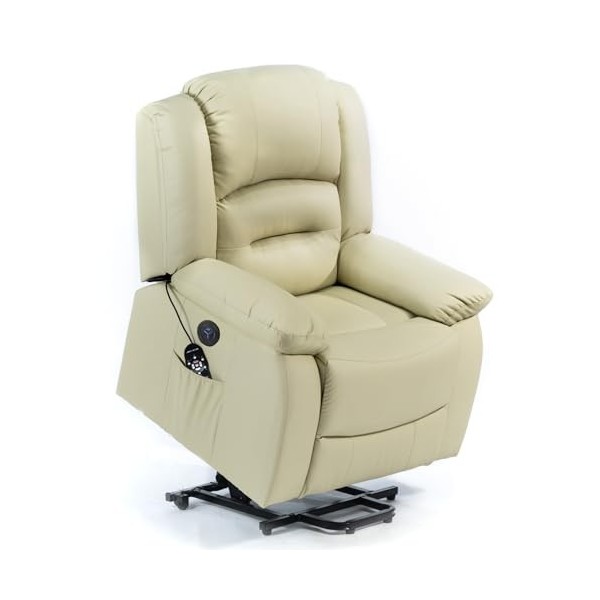 ECODE Fauteuil de Massage releveur Maximum 9 Modes de Massage, système de Levage par Bouton avec USB, LED, ECO-8198UP Beige