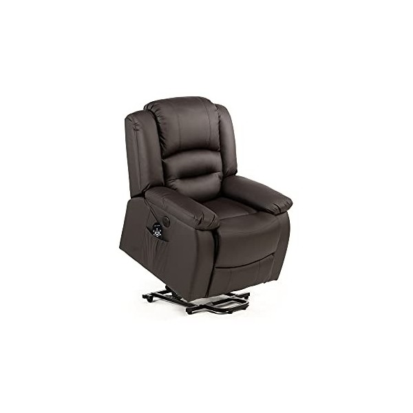 ECODE Fauteuil de Massage releveur Maximum 9 Modes de Massage, système de Levage par Bouton avec USB, LED, ECO-8198UP Beige