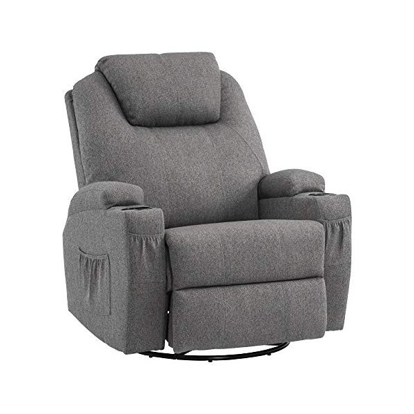 MCombo Fauteuil de Massage inclinable avec Chauffage pivotant à 360°,Noir 7020BK