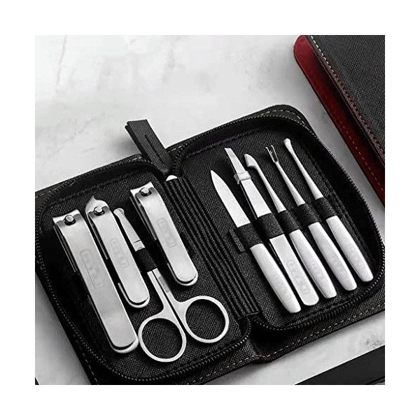 XLXZT 9PCS Manucure Set Pédicure Set Clipper Clipper en Acier Inoxydable Cutter de Ongles Professionnel avec kit découlement