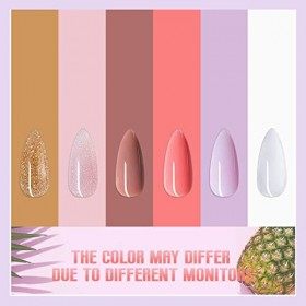 Mobray Poly Nail Gel Kit Complet 6 Couleurs Rose Nude Champagne Poly Extension Ongles Gel Kit avec Top et Base Coat,Poly Buil