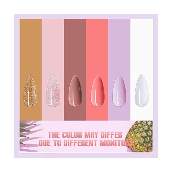 Mobray Poly Nail Gel Kit Complet 6 Couleurs Rose Nude Champagne Poly Extension Ongles Gel Kit avec Top et Base Coat,Poly Buil