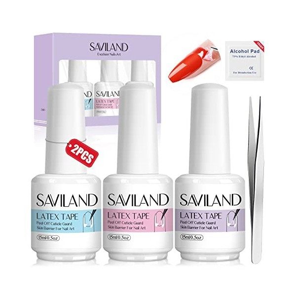 Saviland Liquide Latex Tape Peel Off - Ruban en latex pour ongles Art Peel Off cuticules Vernis à ongles Protection barrière 