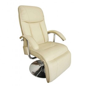 Festnight Fauteuil Relaxation Electrique et de Massage Cuir Artificiel Crème Blanc 137 x 68 x 104cm