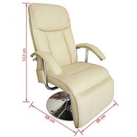 Festnight Fauteuil Relaxation Electrique et de Massage Cuir Artificiel Crème Blanc 137 x 68 x 104cm