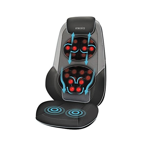 HoMedics ShiatsuMax 2.0 - Masseur de dos shiatsu chauffé électriquement avec télécommande, fauteuil de massage à pétrissage p