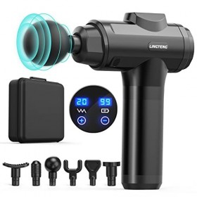 LINGTENG Pistolet de massage pour tissus profonds, pistolet de massage musculaire portable avec 20 vitesses et câble de type 