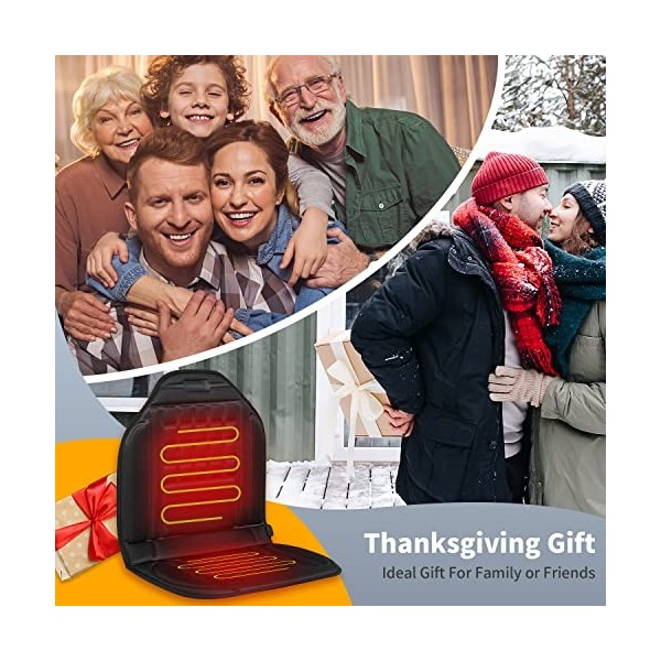 Housse de siège chauffante avec chaleur rapide pour lhiver avec boucles et sangles antidérapantes, cadeau chaud pour Noël Th