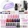 COSCELIA Kit de UV/LED Lampe Vernis Semi Permanent 15pcs Vernis à Ongles Gels avec 3pcs Poly Nail Gels Soak Off Base Top Coat