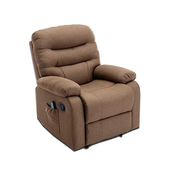 ECODE Fauteuil de Massage Imperial Relaxation rembourré en Tissu Haute Qualitée ECO-8500 Marron