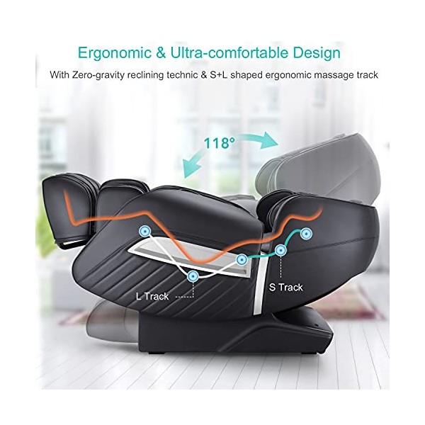 Fauteuil de massage, Shiatsu Zero-gravity fauteuil massant électrique inclinable pour un massage du corps entier,Techniques d