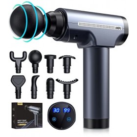 Pistolet De Massage Musculaire, Masseur Electrique Avec 30 Niveaux Réglables 8 Têtes de Massage et lÉcran LCD, Massage Gun P