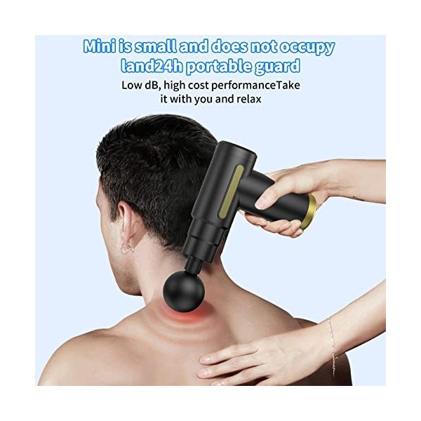 Mini Pistolet de massage Musculaire, Appareil de Massage Masseur de Muscle Profond Avec 32 Niveaux Réglables 6 Têtes de Massa