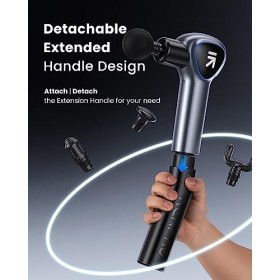 RENPHO Pistolet de Massage Musculaire avec Poignée Amovible, Reach Massage Gun, 5 Vitesses, 4 Têtes de Massage, 2 en 1 Masseu