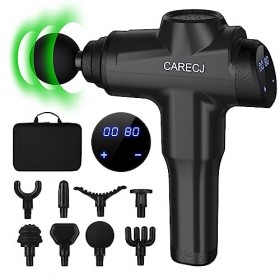 Pistolet de Massage Musculaire, CARECJ Massage Gun Masseur de Muscle Profonds avec 8 Têtes de Massage et Relaxation, Ultra Si