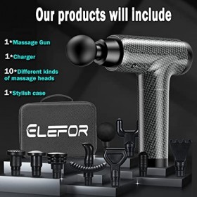 Pistolet de massage pour athlètes avec 30 vitesses réglables, 10 types de têtes de massage, moteur pour douleurs dorsales, ép