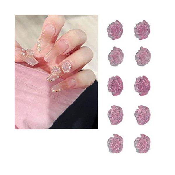 10 Sac 3D Flower Camellia Nail Art Set, DIY Résine Exquis Light Change Nail Décoration Accessoires Pour Femmes Acrylique Nail