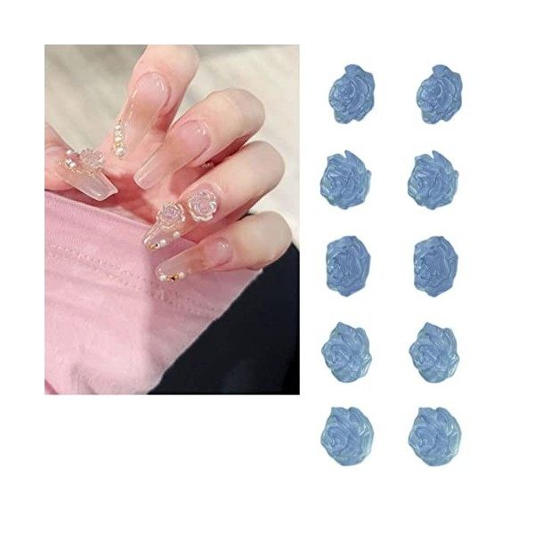 10 Sac 3D Flower Camellia Nail Art Set, DIY Résine Exquis Light Change Nail Décoration Accessoires Pour Femmes Acrylique Nail