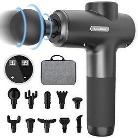 Pistolet de Massage Musculaire, Massage Gun Portable, Masseur de Muscle Profond 30 Vitesse Réglables, 10 Têtes de Massage et 