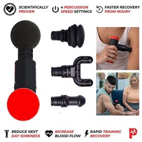 Pulseroll Mini pistolet de massage à percussion professionnel pour tissus profonds, 4 vitesses avec 4 têtes et étui de transp