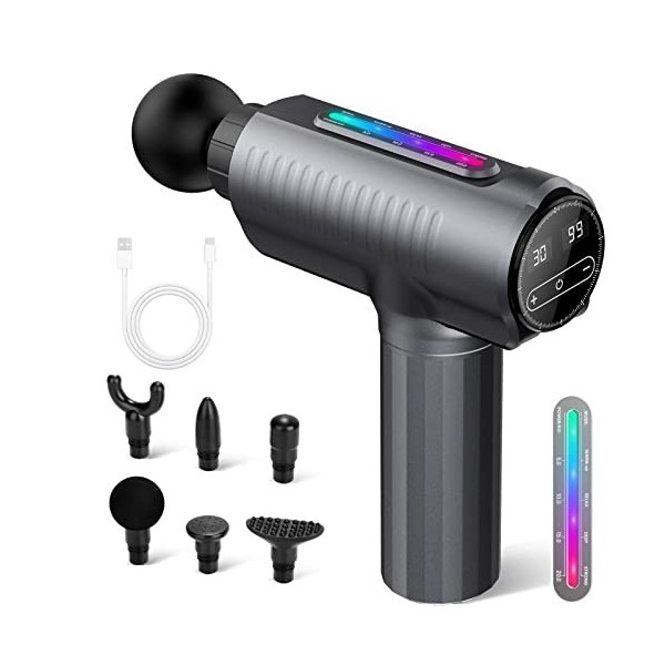 Pistolet de Massage Musculaire Sendowtek Pistolet Masseur de Muscle Profond avec 30 Vitesses 6 Têtes de Massage Écran LCD Mas