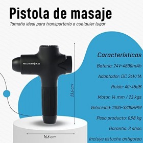 RECOVERY PLUS Pistolet de massage musculaire avec écran tactile, 7 vitesses, 8 têtes de massage, 4800 mAh, jusquà 23 kg de f