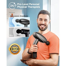 Pistolet de massage à percussion pour tissus profonds 3600 RMP avec fonction chauffante, 6 vitesses et 8 têtes de massage, so