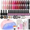 COSCELIA 10 Couleurs kit vernis semi permanent 3 Couleurs kit polygel complet 3 Couleurs kit gel construction ongle avec 36w 