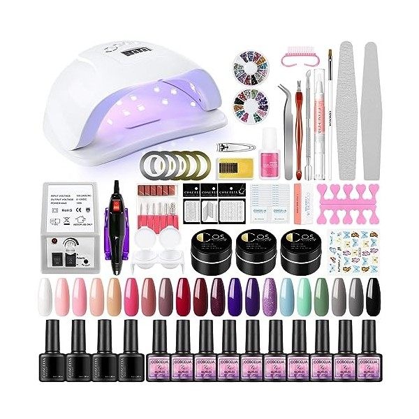 COSCELIA 10 Couleurs kit vernis semi permanent 3 Couleurs kit polygel complet 3 Couleurs kit gel construction ongle avec 36w 