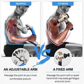 Pistolet de Massage Musculaire, RENPHO Massage Gun Masseur de Muscle Profonds avec Bras Réglable et 6 Tête de Massage à Percu