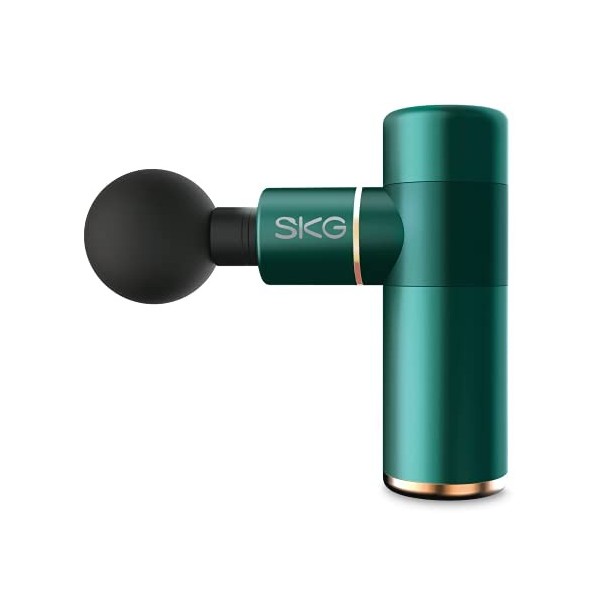 SKG Pistolet de massage - Thérapie musculaire pour soulager le stress - 4 têtes de massage interchangeables - Sans fil - Vert