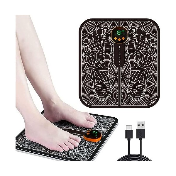 Massage des Pieds, EMS Foot Massage Pad, Tapis électrique portatif de massage avec SME Technologie Physiothérapie et Design E