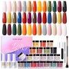 28 PCS Dip Powder Kit Complete - Nicole Diary 20 Couleurs Poudre Acrylique pour Ongles Kits de Poudre de Trempage Liquide pou