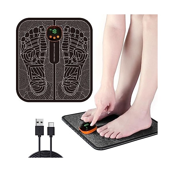 Massage des Pieds, EMS Foot Massage Pad, Tapis électrique portatif de massage avec SME Technologie Physiothérapie et Design E