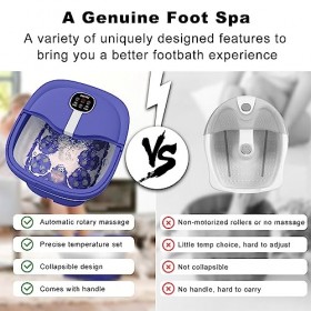 Bain de Pieds Pliable avec Massage Électrique, GLORITY Spa de Pied avec 3 Modes de Massage Automatiques et 24 Boules de Massa