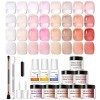 28 PCS Dip Powder Kit Complete - Nicole Diary 20 Couleurs Poudre Acrylique pour Ongles Kits de Poudre de Trempage Liquide pou