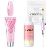 COSCELIA Poly Nail Kit 15g Poly Nail Extension Gel ,Kit Gel Construction Ongle Poly Extension Gel , Slip solution liquide 80m