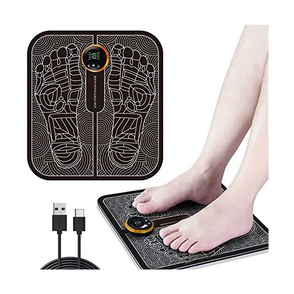 Massage des Pieds - Tapis électrique portatif de massage - EMS Foot Massage Pad - avec SME Technologie Physiothérapie et Desi