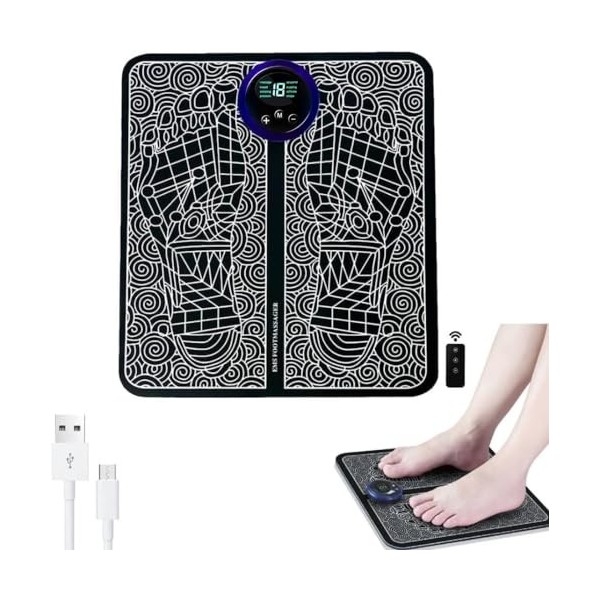 Massage Pieds,Jkevow masseur pieds electrique 8 Modes et 19 Intensités,Masseur de Pieds électrique Pliable et Portable pour l