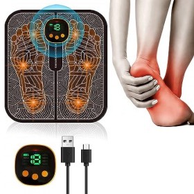EMS Appareil de massage électrique pour les pieds, masseur de pieds électrique, 8 modes, 19 fréquences réglables, tapis de ma