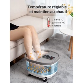 RENPHO Bain de Pied Massant Chauffant, Massage Pieds Spa Bulles Pour, minuterie pour extinction automatique pour soulager le 