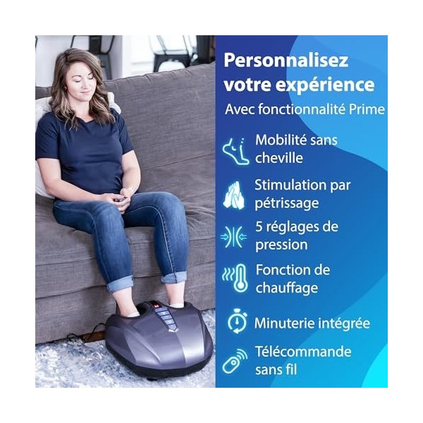 Miko Machine de massage des pieds avec pétrissage profond, compression, Shiatsu et chaleur pour la fasciite plantaire, la neu