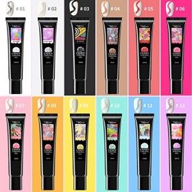 3D Capsule Gel 12 Colors Kit Ongle Gel Gummy Base Pose Americaine Gel Kit Manucure Construction Ongle UV avec Mini Lampe à On