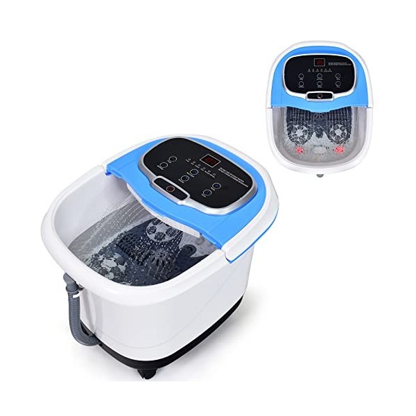 RELAX4LIFE Bain de Pieds Hydromasseur, Bain Massage Électriques avec Minuterie 10 à 60 MinTempérature Réglable 35-48° Roues U