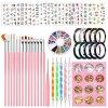 Pinkiou Kit de décoration pour nail art, kit de conception dongles avec 24 feuilles dautocollants pour nail art, 20 pinceau