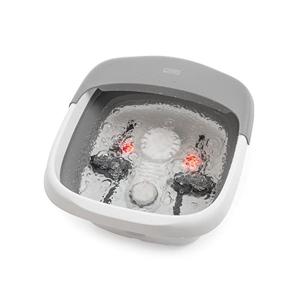 LIVIVO Spa pliable multifonction pour pieds avec modes chauffage, bulles et infrarouges et massage par vibration et roulement