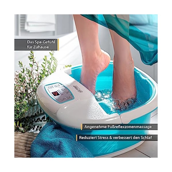 TZS First Austria Bain de pieds bouillonnant, massage par vibrations et bulles dair, fonction infrarouge et chauffage, 6 rou