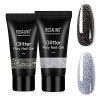 Glitter Nail Extension Gel, ROSALIND Noir Argent 2 Couleurs Extension Dongles En Gel, Black Silver Acrygel Ongles Gel Poly N